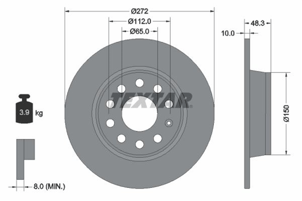 TEXTAR 92224903 - Fren Diski Arka - Vw Golf6-golf7-jetta-caddy-a3-leon