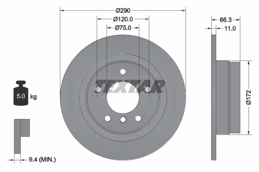 TEXTAR 92261003 - Fren Diski Arka - Bmw F20-f20 Lci-f21-f21 Lci-f22-f22 Lci-f23-f23 Lci