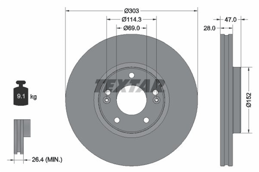 TEXTAR 92273303 - Fren Diski Ön - Kore Opirus/grandeur