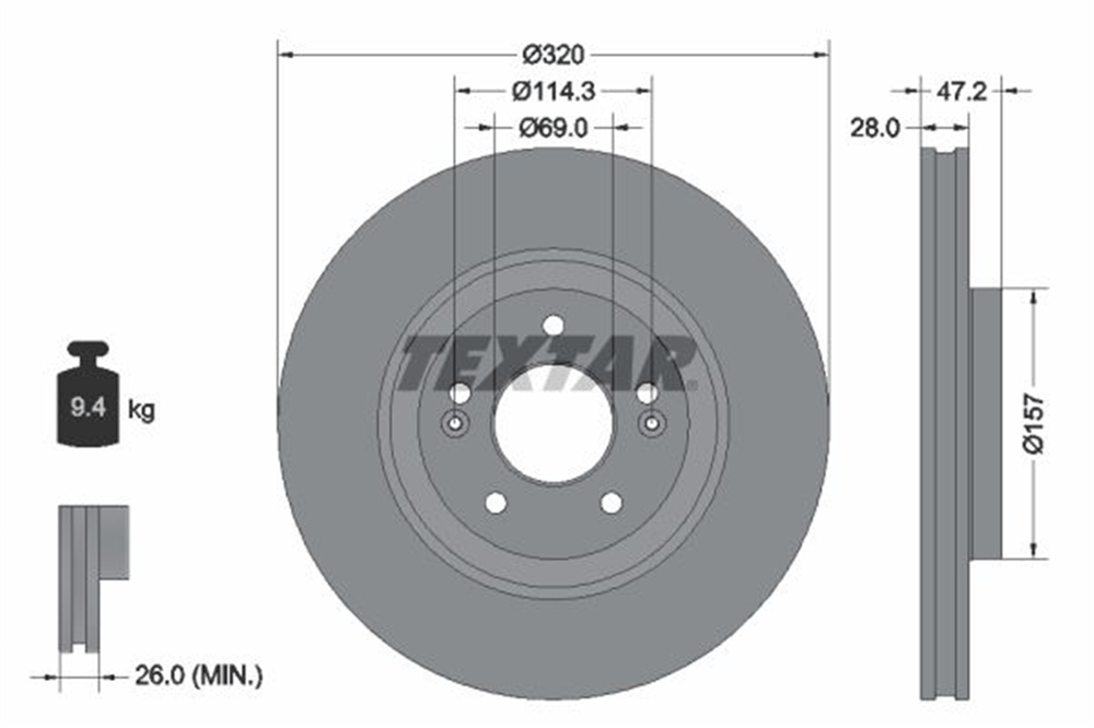 TEXTAR 92306303 - Fren Diski Ön - Kore Ix35/i40/kona/grandeur/optima