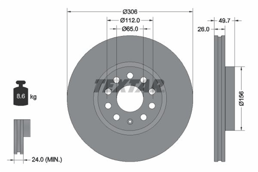 TEXTAR 92334805 - Fren Diski Ön - Vw Golf8-a3-leon