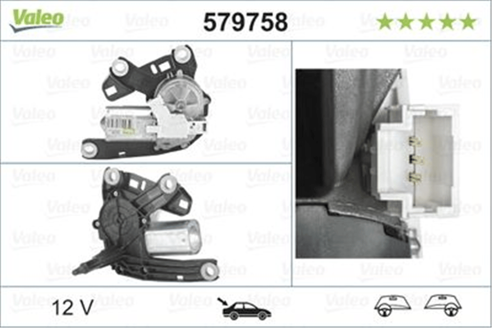 VALEO 579758 - Silecek Motoru (arka) Citroen Berlingo (08>); Peugeot Partner (08>) - Psa 
