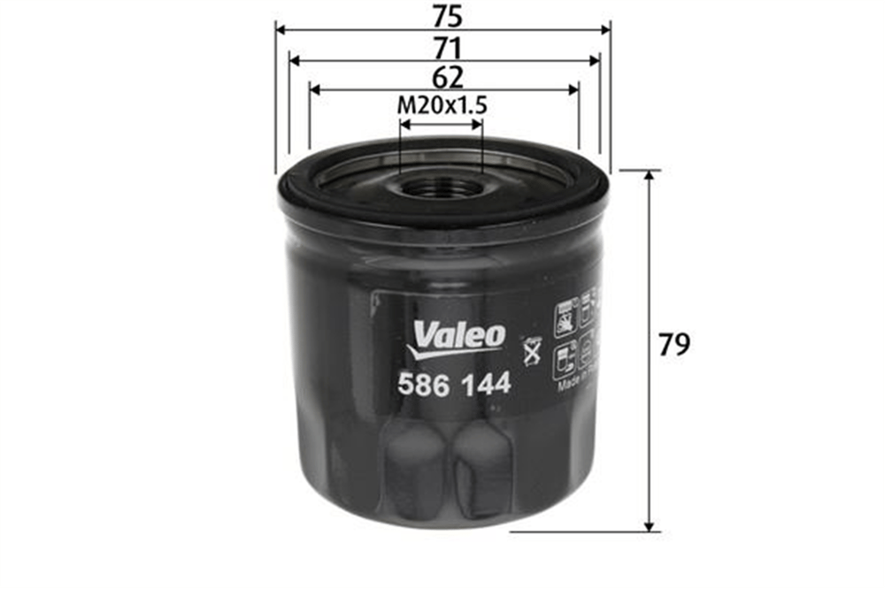 VALEO 586144 - Yag Filtresi - Renault Clio Iv/ Megane Iv / Captur / Talisman / Dokker / Logan Ii / Sandero/ Qashqa/m
