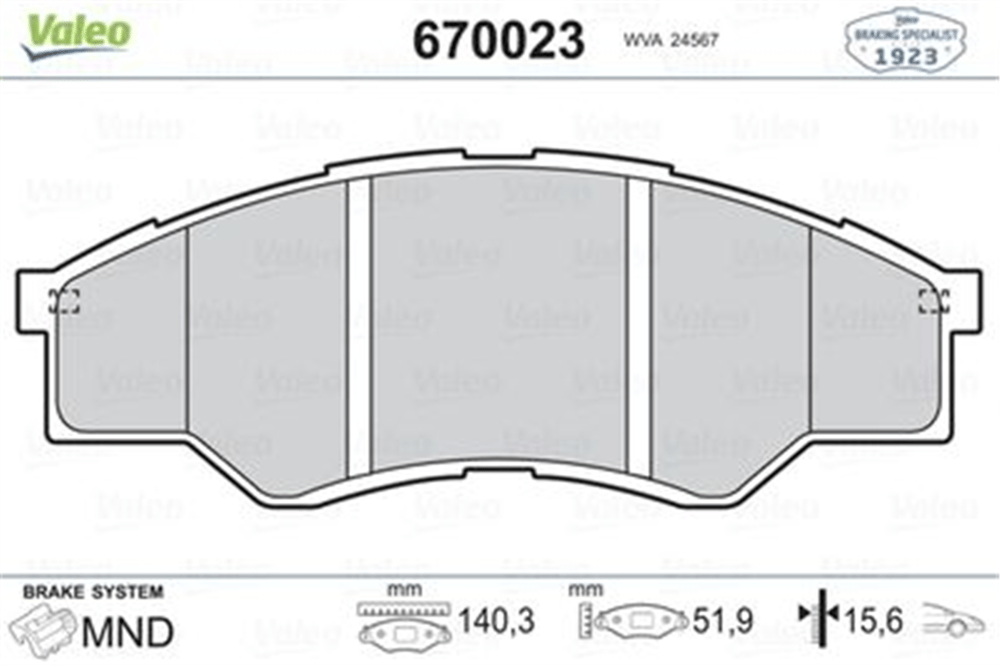 VALEO 670023 - Fren Balatasi Ön - Japon Hilux (kun15)