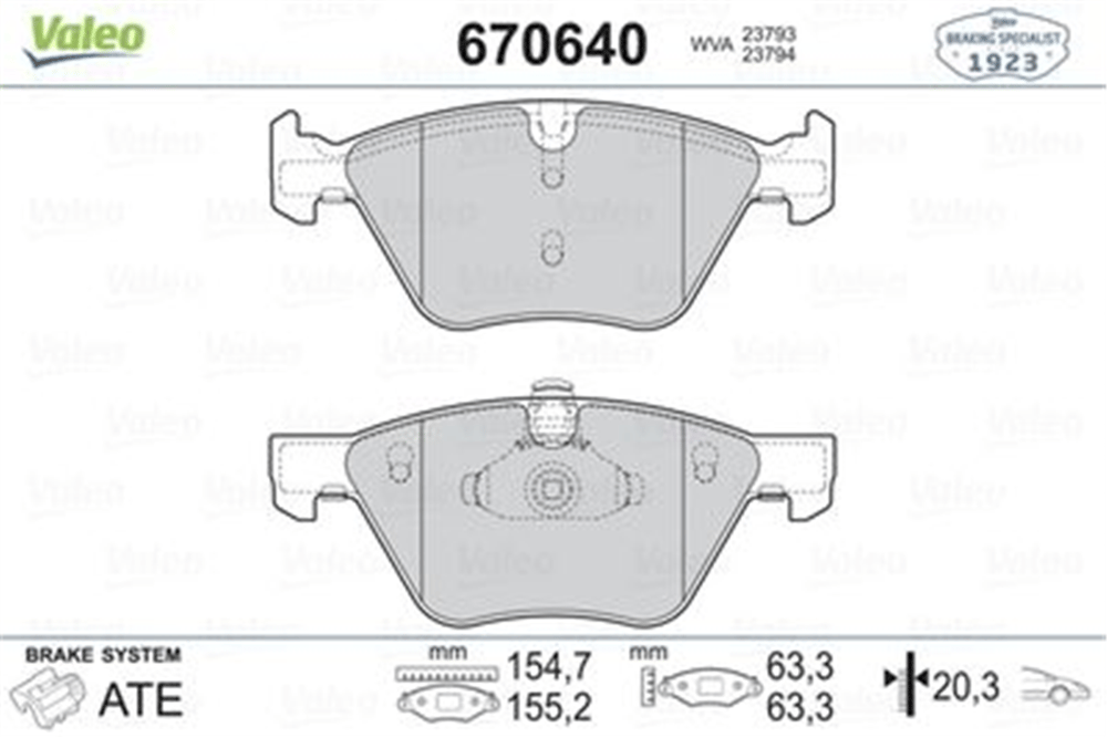 VALEO 670640 - Fren Balatasi Ön - Bmw E90-e91-e92-e93-x1 E84