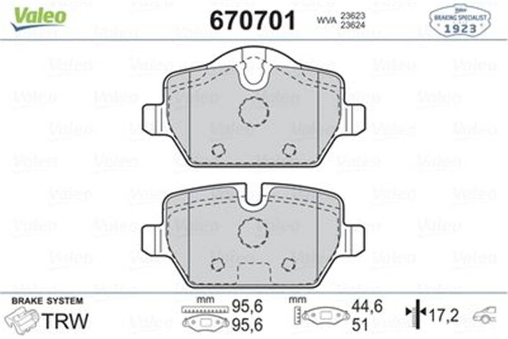 VALEO 670701 - Fren Balatasi Arka - Bmw E90-e91-e92-e93-x1 E84