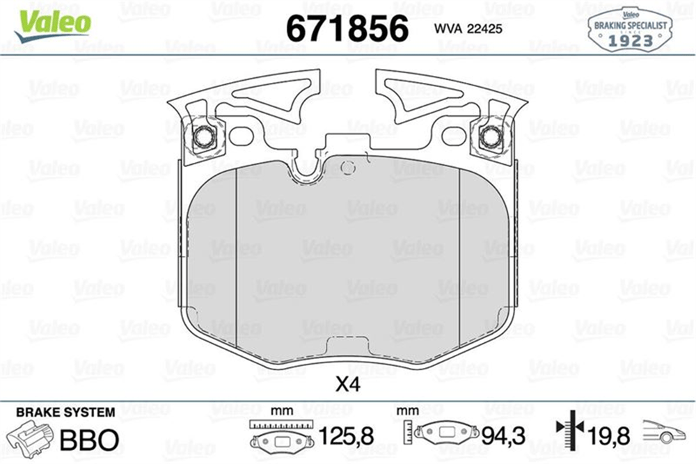 VALEO 671856 - Fren Balatasi Ön - Bmw G20-g21-g30-g31-6g32 Gt-7g11-g12-8g14-g15-g16-x3 G01-x4 G02-x5 G05-x6 G06-x7 G07-z4 G29