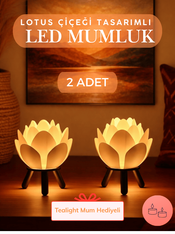 2 Adet Lotus Çiçeği Lamba Bohem Abajur Modern Ev Dekoru Mumluk Masa Lambası Işık