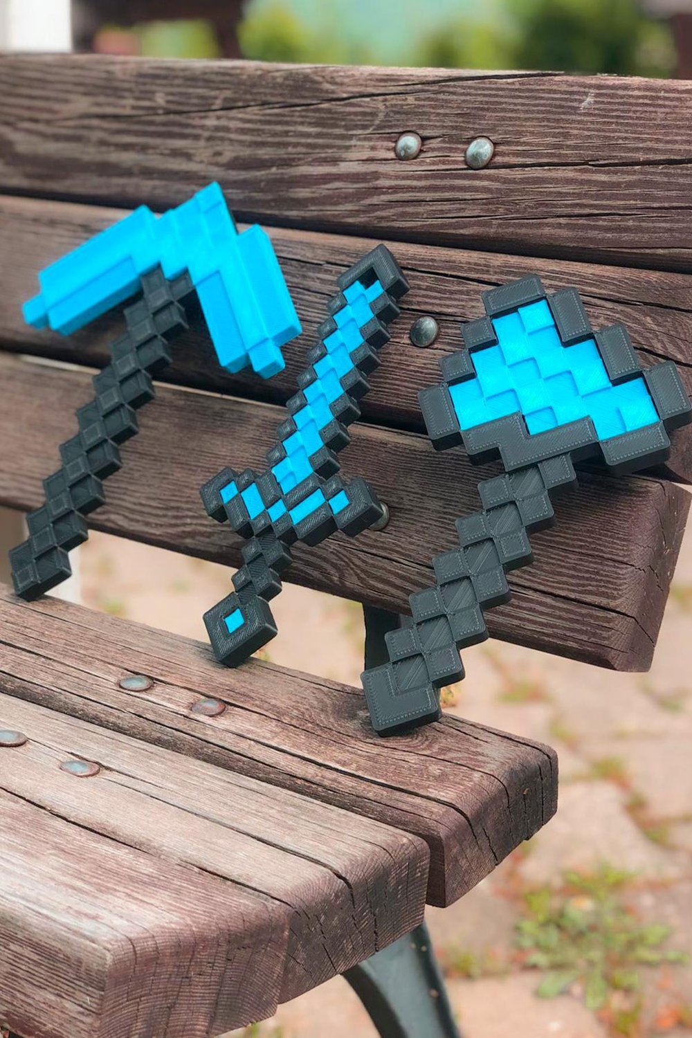 Minecraft Kılıç-kazma-balta Üçlü Elmas Set / Minecraft Üçlü Oyuncak Elmas Set