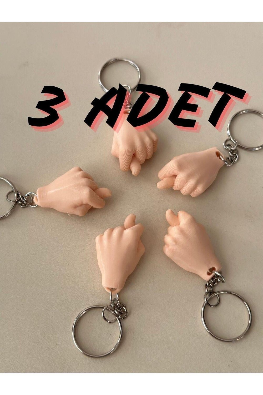 Nah Anahtarlık 3 Adet El Işareti Komik El Işareti Anahtarlık Nah Işareti