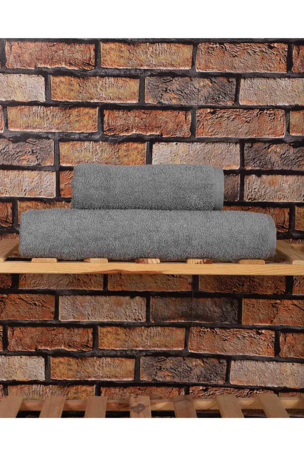 2 Parça %100 Pamuklu Soft Lüx Banyo Havlu Seti Gri