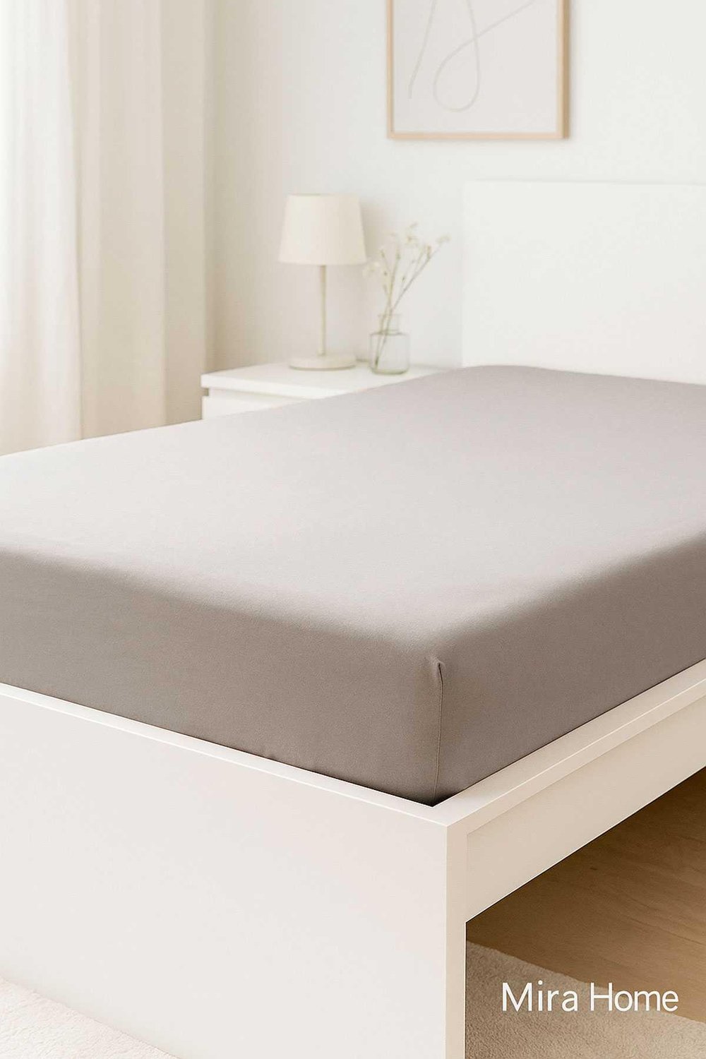 Çift Kişilik Düz Penye %100 Pamuklu Lastikli Çarşaf 160X200 Newsheet Gri