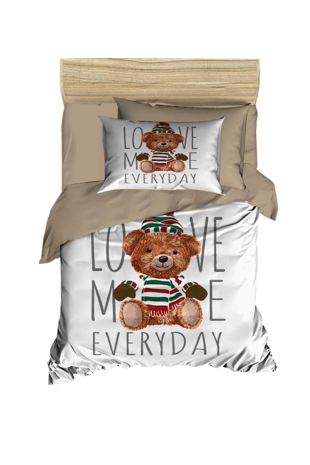 Dijital Baskılı 3d Pamuklu Yenidoğan Bebek Nevresim Takımı Love Me Everyday