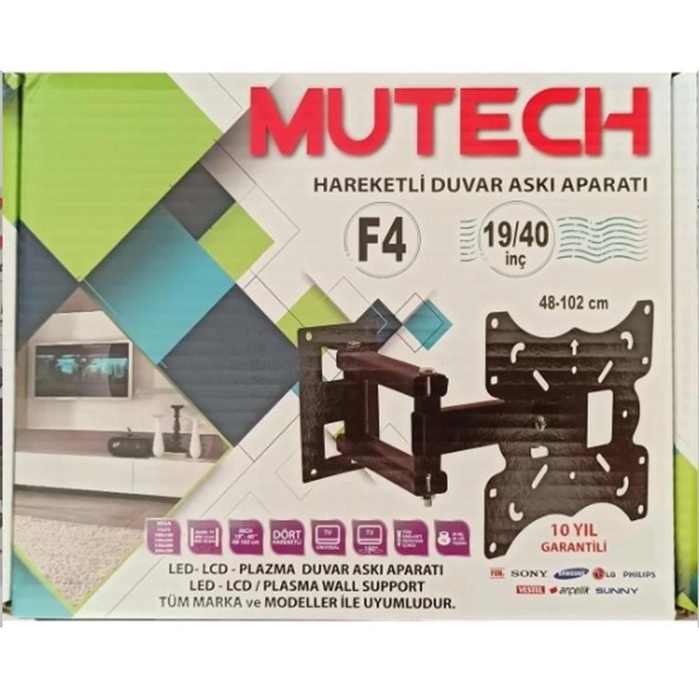 MUTECH F4 19''- 42'' / 48-106CM Ekranlar İçin Tv Duvar Askı Aparatı Hareketli Oynar Başlı Askı Aparatı MH-2249