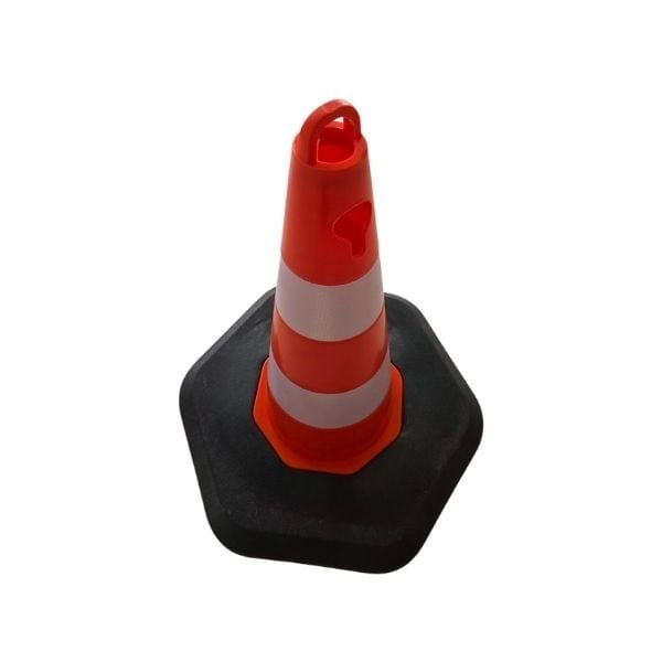 50 cm Turuncu PVC Trafik Konisi – Çift Reflektifli, Ağırlıklı Duba