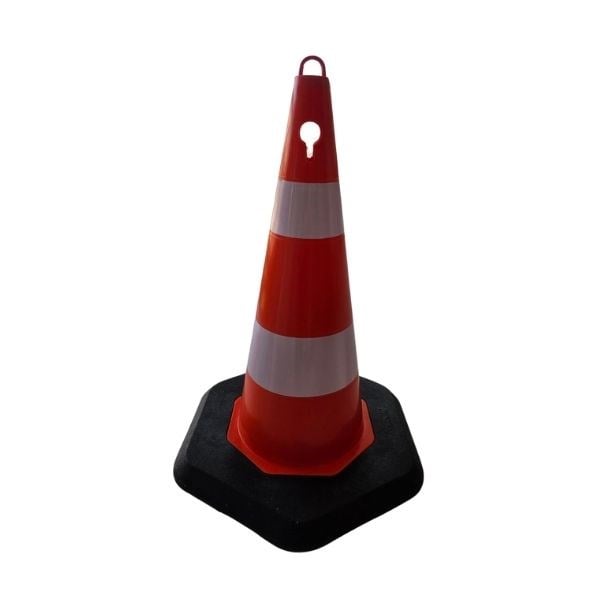 70 cm Turuncu PVC Trafik Konisi – Çift Reflektifli, Ağırlıklı Duba