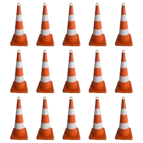75 cm Turuncu Ekonomik Trafik Konisi 15'li Set – TPE Plastik Duba