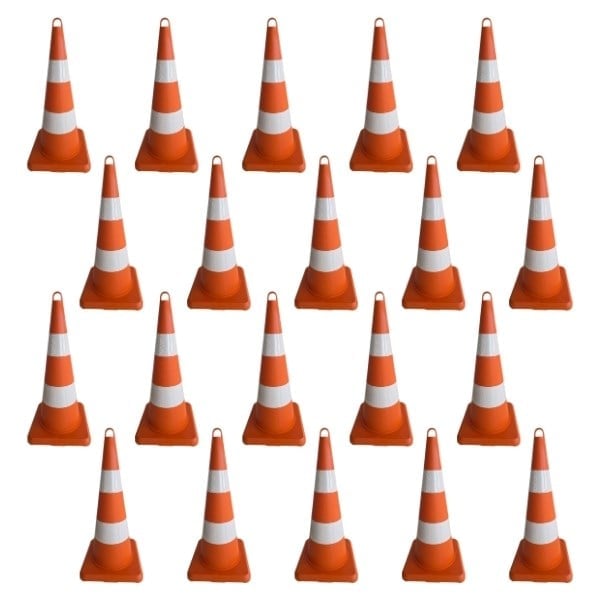 75 cm Turuncu Ekonomik Trafik Konisi 20'li Set – TPE Plastik Duba
