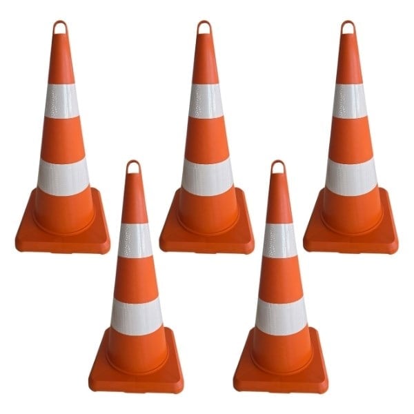 75 cm Turuncu Ekonomik Trafik Konisi 5'li Set – TPE Plastik Duba