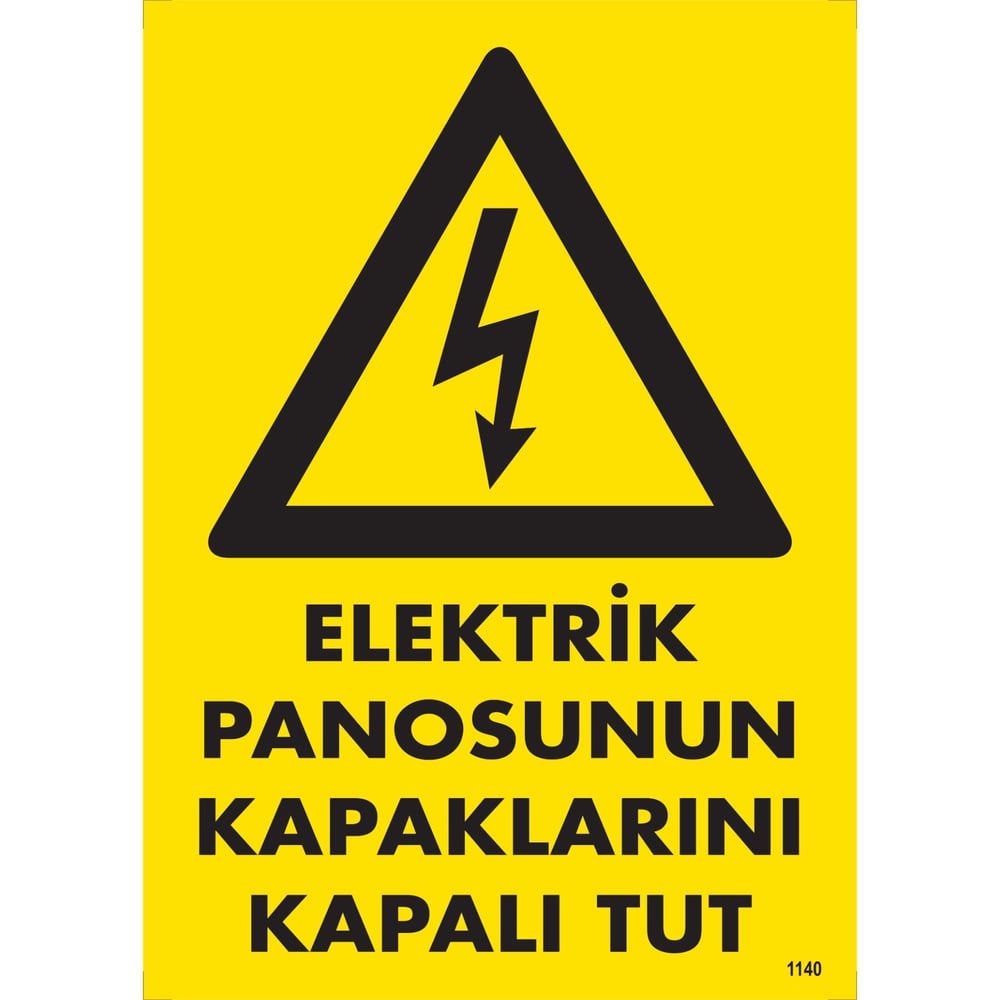 Elektrik Panosunun Kapaklarını Kapalı Tut Uyarı LevhasıİSG-1140-2535SElektrik Panosunun Kapaklarını Kapalı Tut Uyarı Levhası