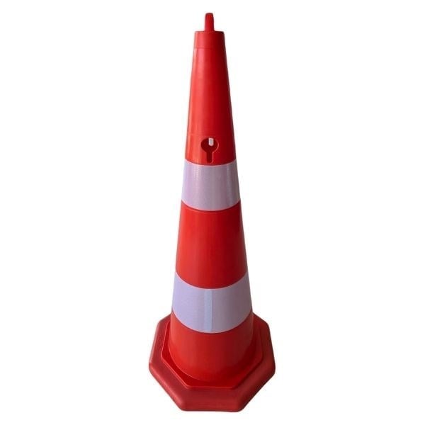 90 cm Turuncu PVC Trafik Konisi – Çift Reflektifli