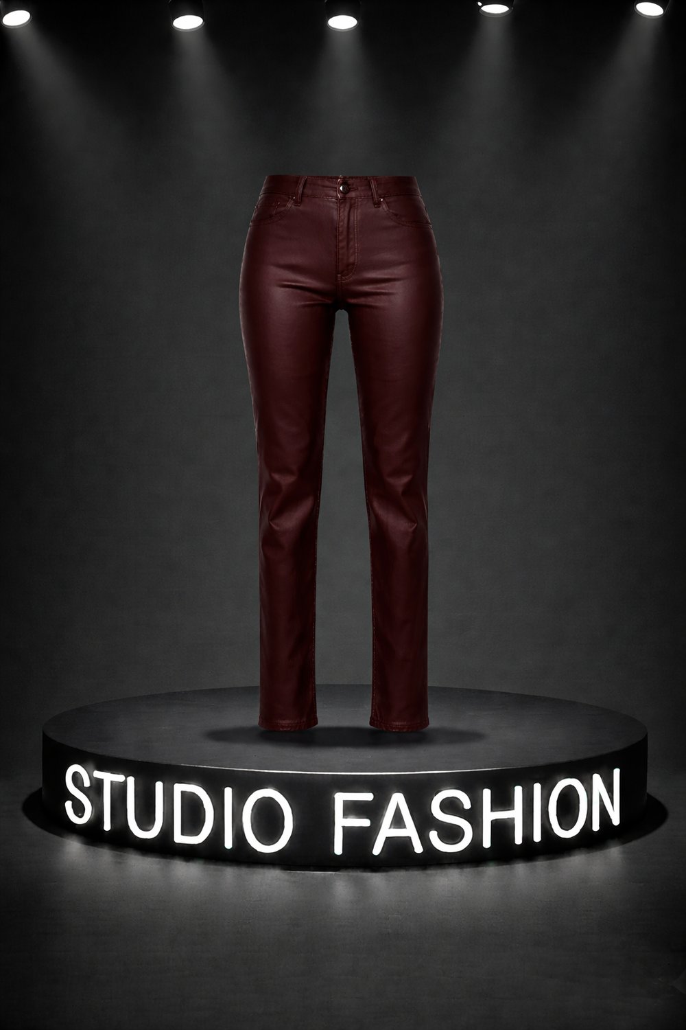 Kadın Bordo Mumlu Kaplama Slim Fit Jean