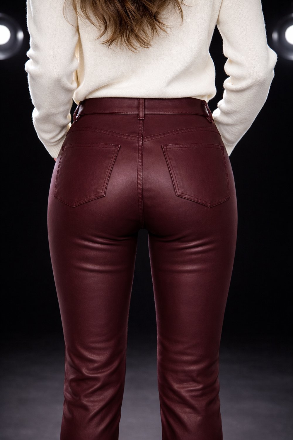 Kadın Bordo Mumlu Kaplama Slim Fit Jean