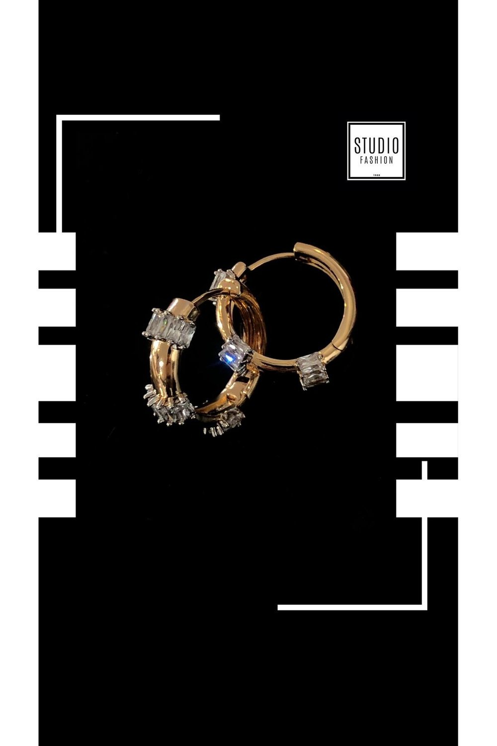 Kadın Gold Kararmaz Kuyumcu I?şçilik Zirkon Taşlı Vip Çelik Premium Rodyum Kaplama Şık Halka Küpe