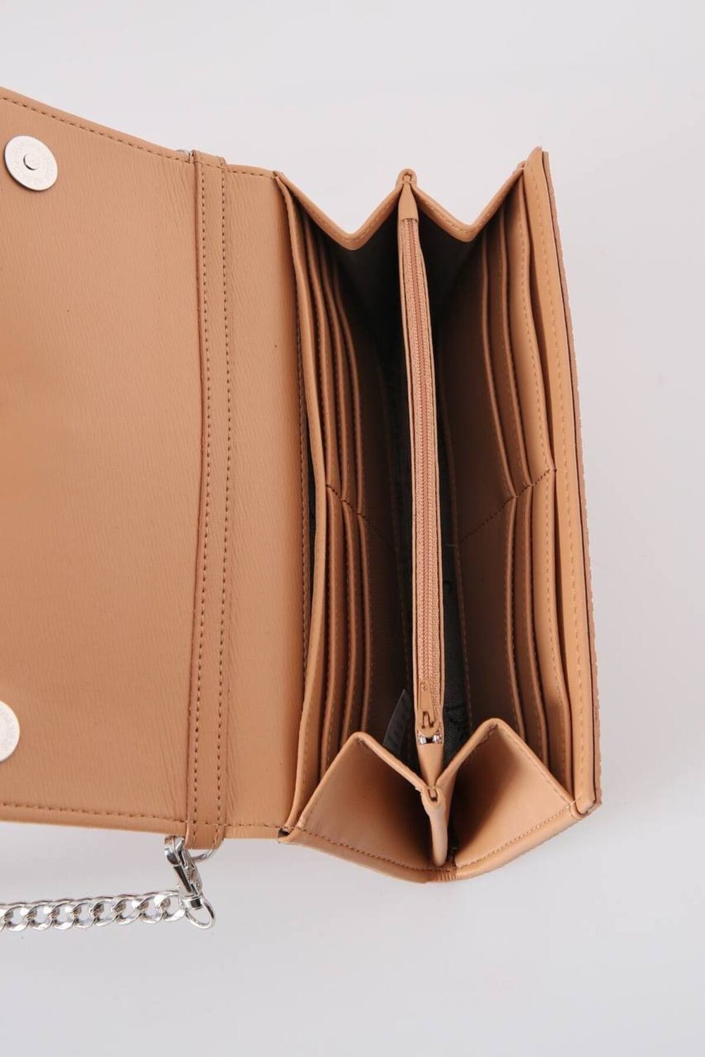 Kahverengi Aksesuarlı Clutch Çanta Kabartma Yüksek Kalite