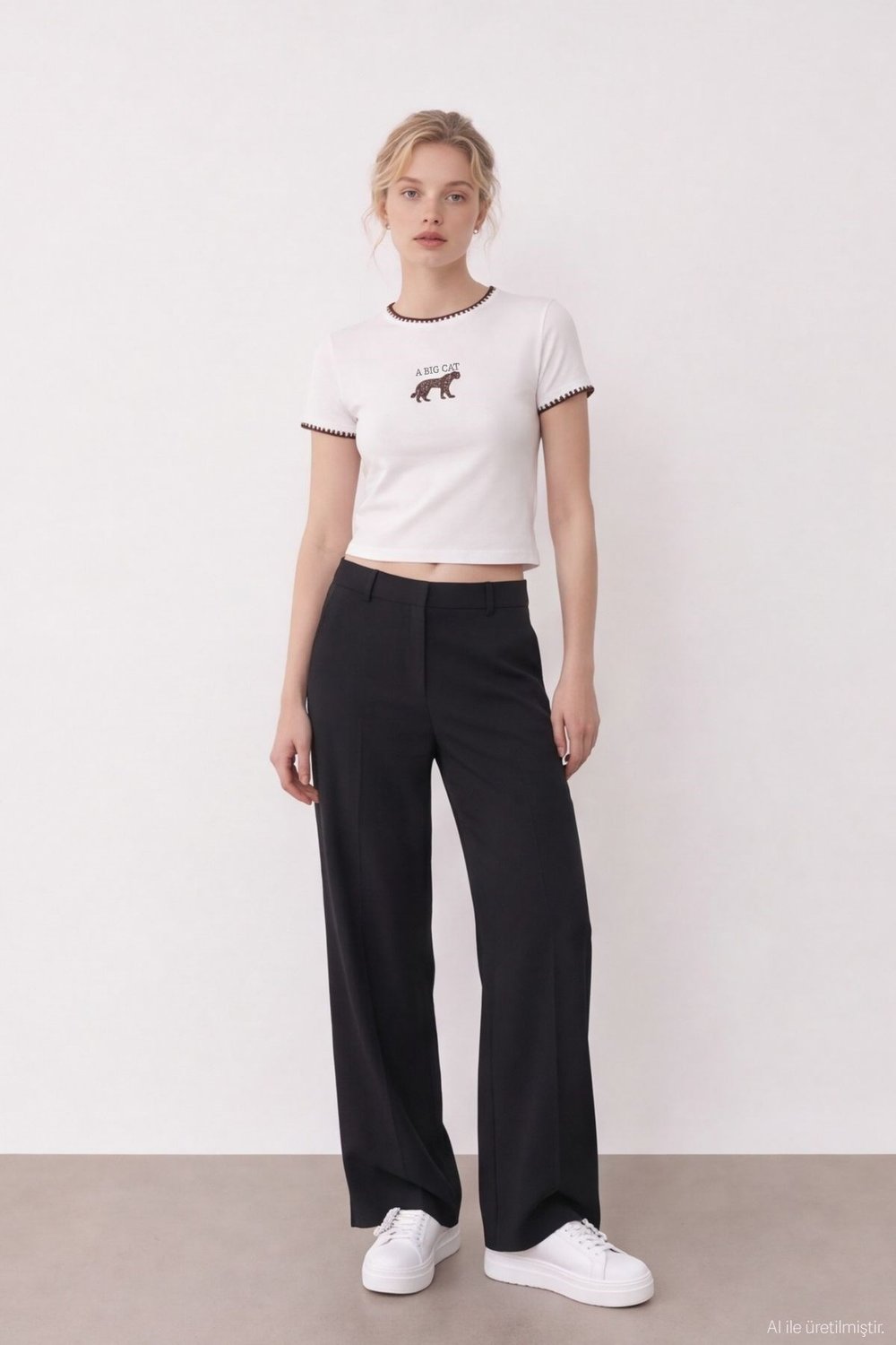  Nakış Detaylı T-shirt Ekru