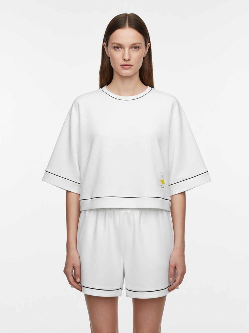 MARIN CLUB Beyaz Pamuk Dokulu Oversize T-Shirt