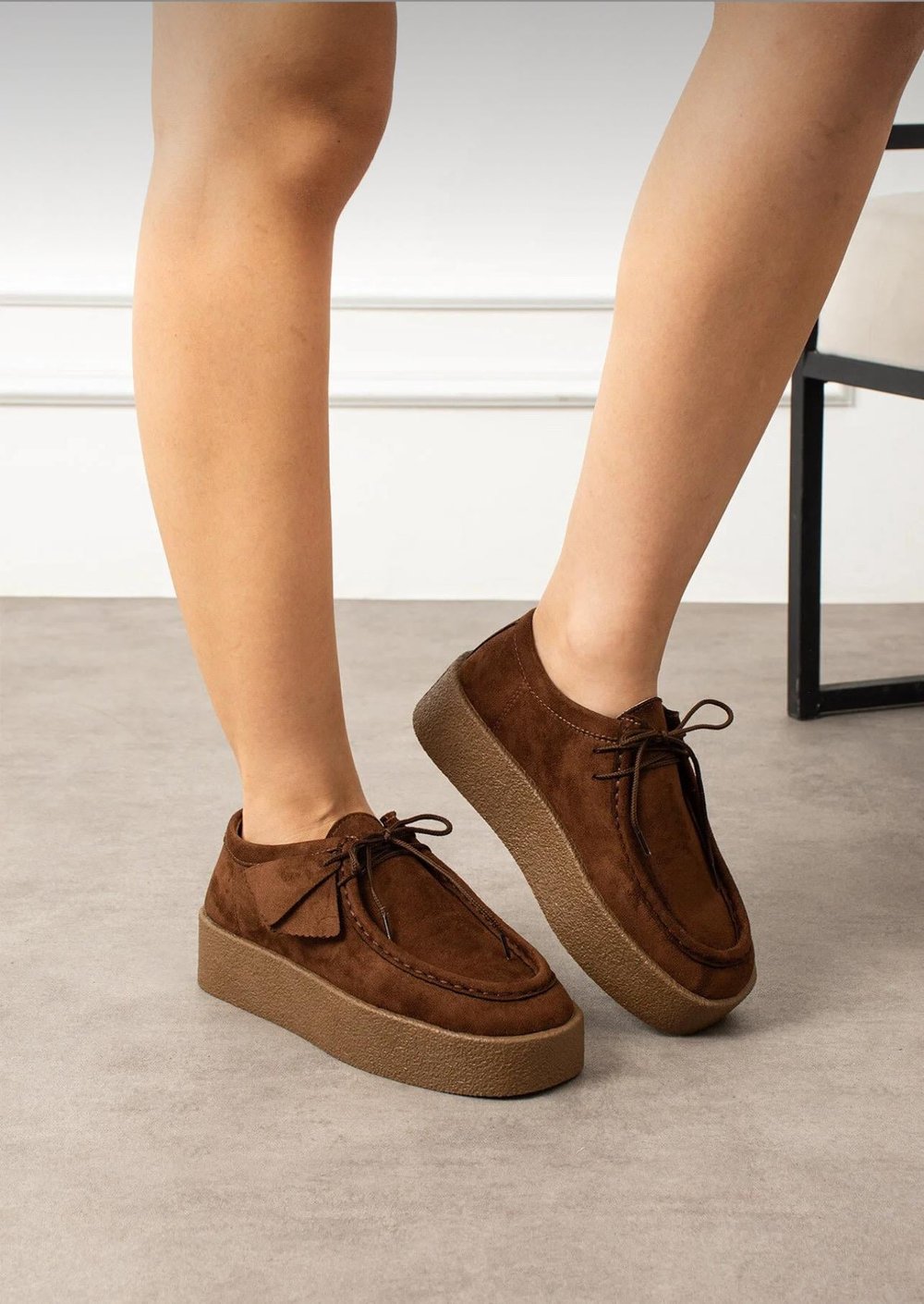 Extra Shoes İstanbul Loafer Kahverengi Süet Görünümlü Platform Ayakkabı Hem Şık hem Rahat