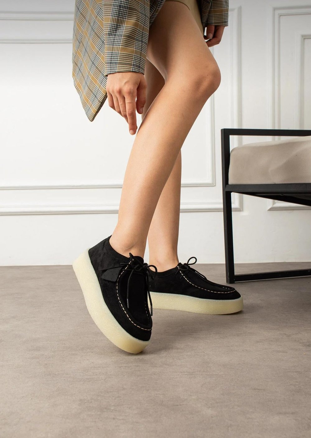Extra Shoes İstanbul Loafer Siyah Süet Görünümlü Platform Ayakkabı Hem Şık hem Rahat