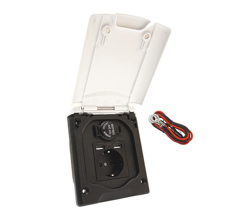 Babarvy Kapaklı Kombin 220V+USB+Type-C+Çakmaklık Çıkışı