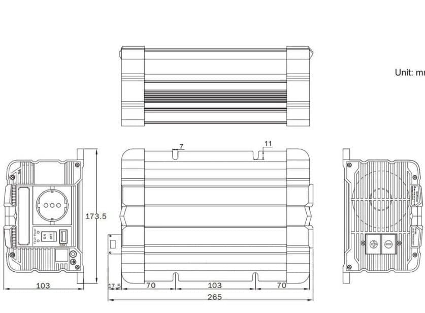 Max Tam Sinüs İnvertör 12V 600W Pure Sine Wave Inverter (FS600D-212)