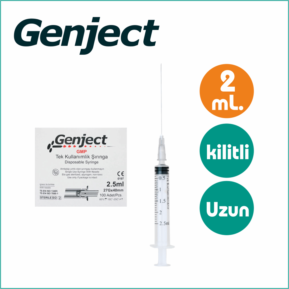 Genject Enjektör 2.5mL. / Uzun / Kilitli 