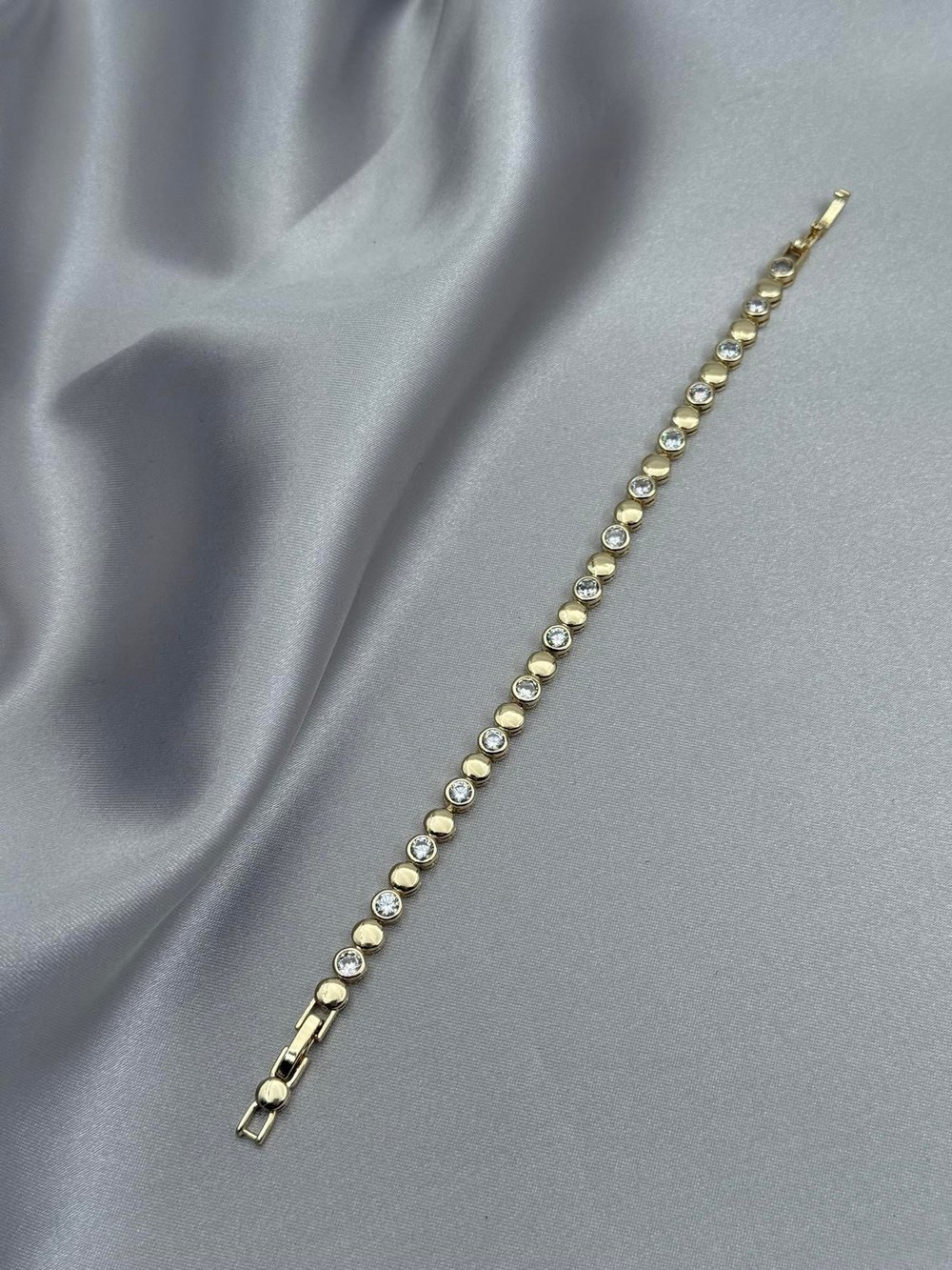 CM 14K Minimal Yuvarlak Zirkon Taşlı Gold Bileklik
