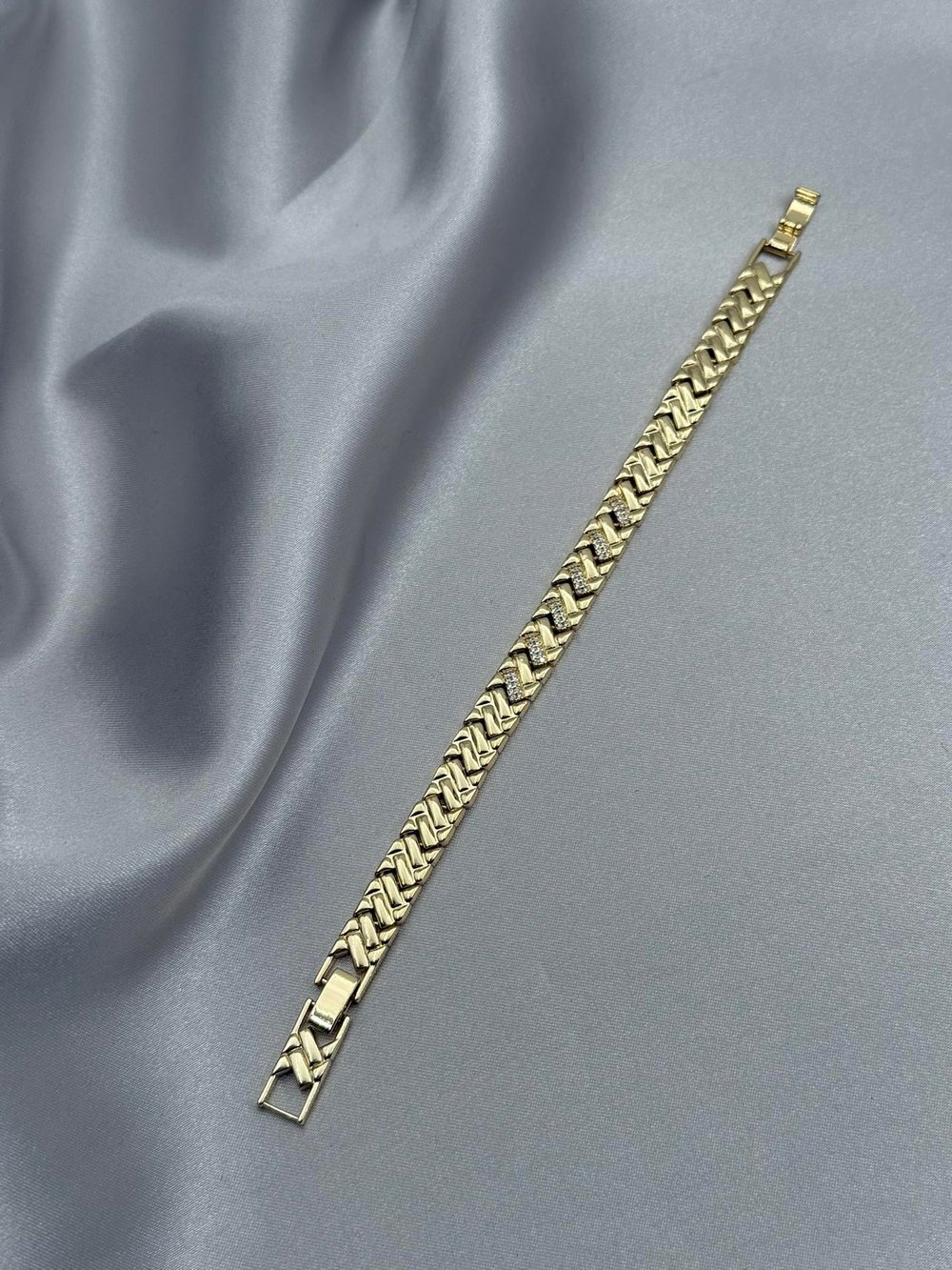 CM 14K Yassı Halat Model Zirkon Taşlı Gold Bileklik
