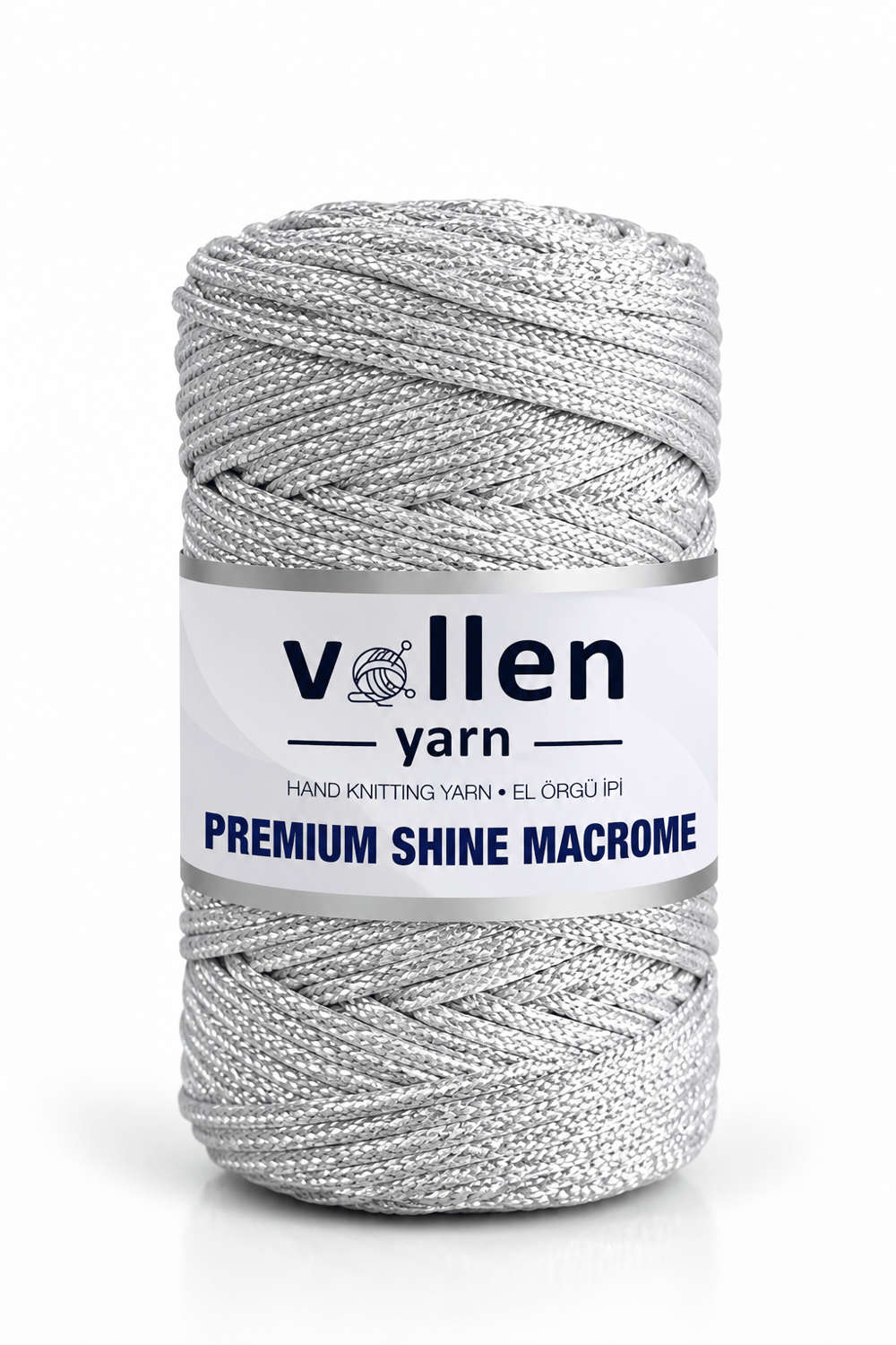 Vollen Yarn Premium Shine (Simli) Polyester Makrome 100Gr/150M ,çanta ipi,supla ipi,bileklik ipi,Açık Gri
