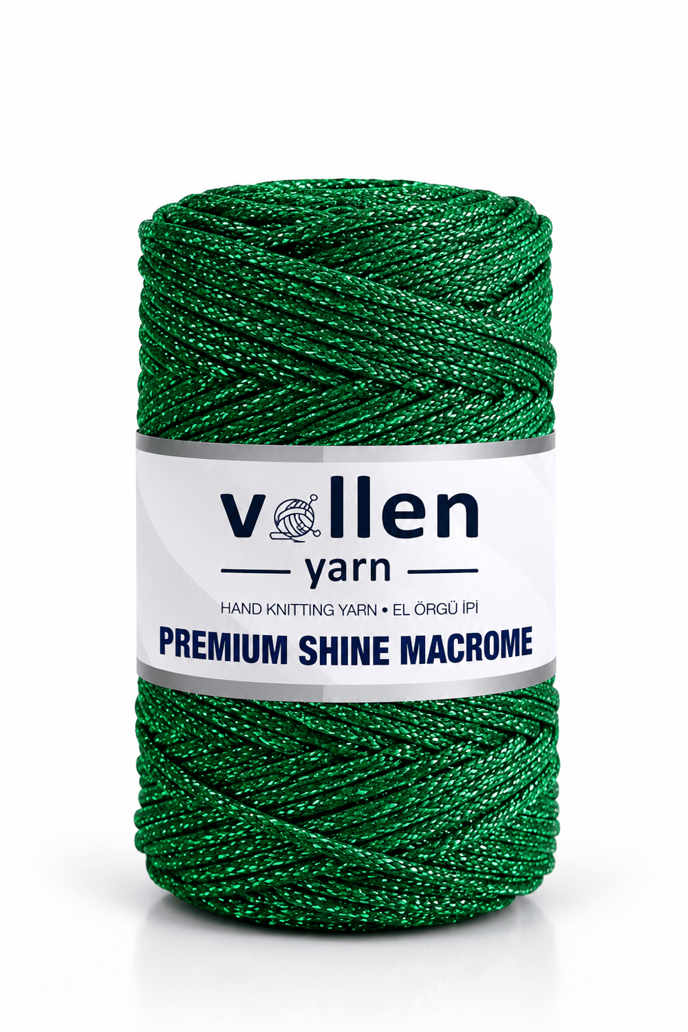  Vollen Yarn Premium Shine (Simli) Polyester Makrome 100Gr/150M ,çanta ipi,supla ipi,bileklik ipi,Yeşil