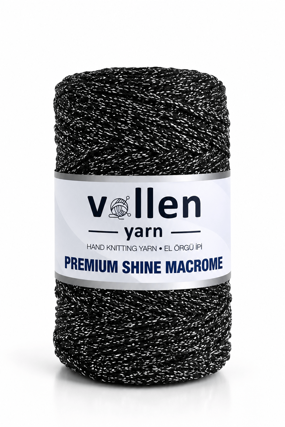 Vollen Yarn Premium Shine (Simli) Polyester Makrome 100Gr/150M ,çanta ipi,supla ipi,bileklik ipi,Siyah