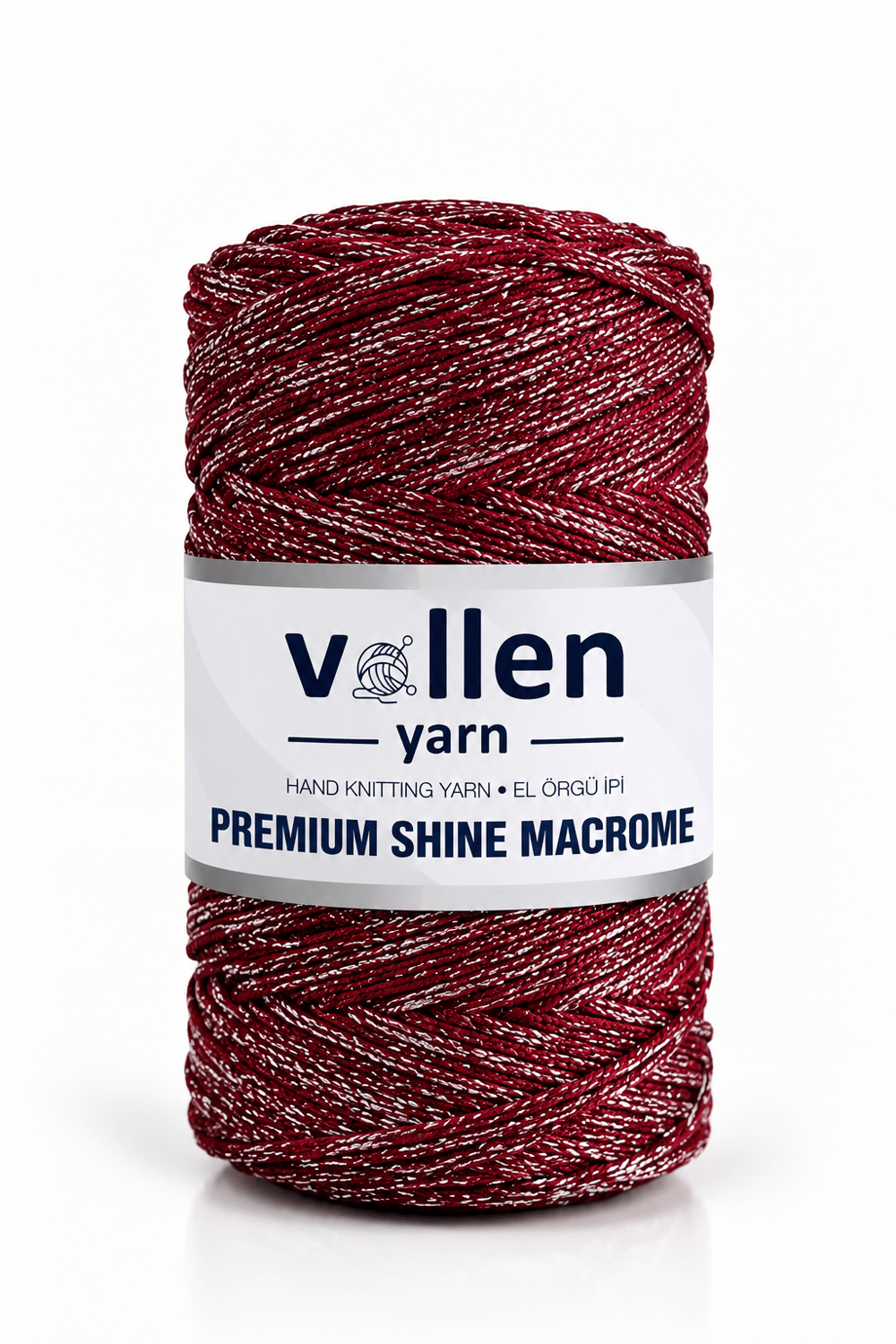  Vollen Yarn Premium Shine (Simli) Polyester Makrome 100Gr/150M ,çanta ipi,supla ipi,bileklik ipi,Bordo