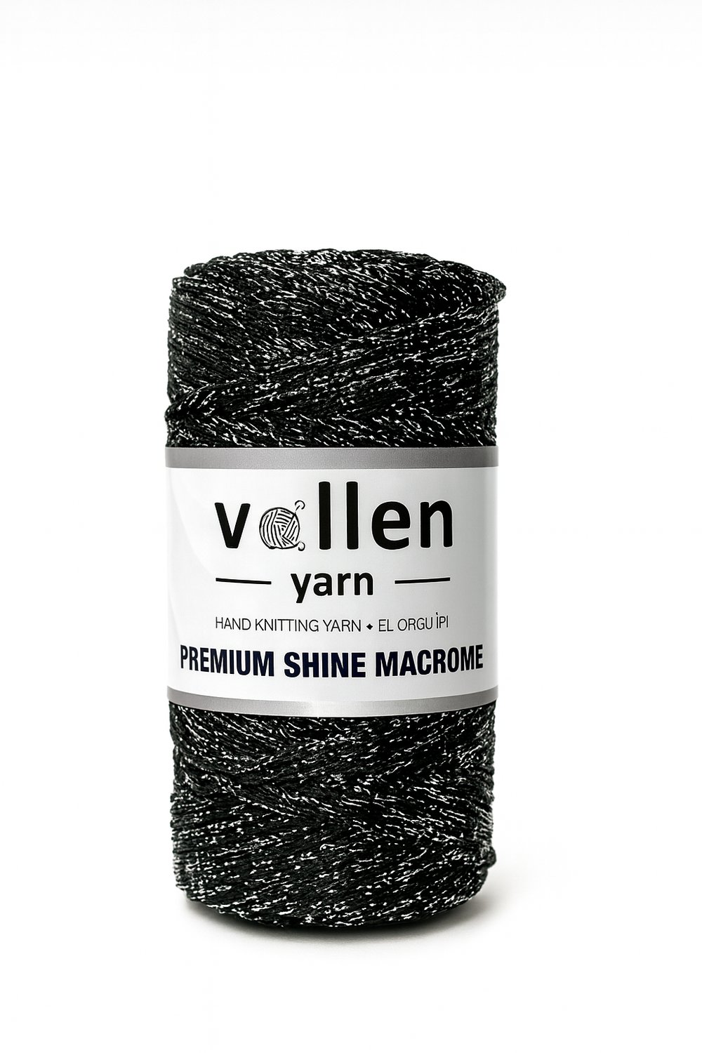  Vollen Yarn Premium Shine (Simli) Polyester Makrome 100Gr/150M ,çanta ipi,supla ipi,bileklik ipi,Siyah
