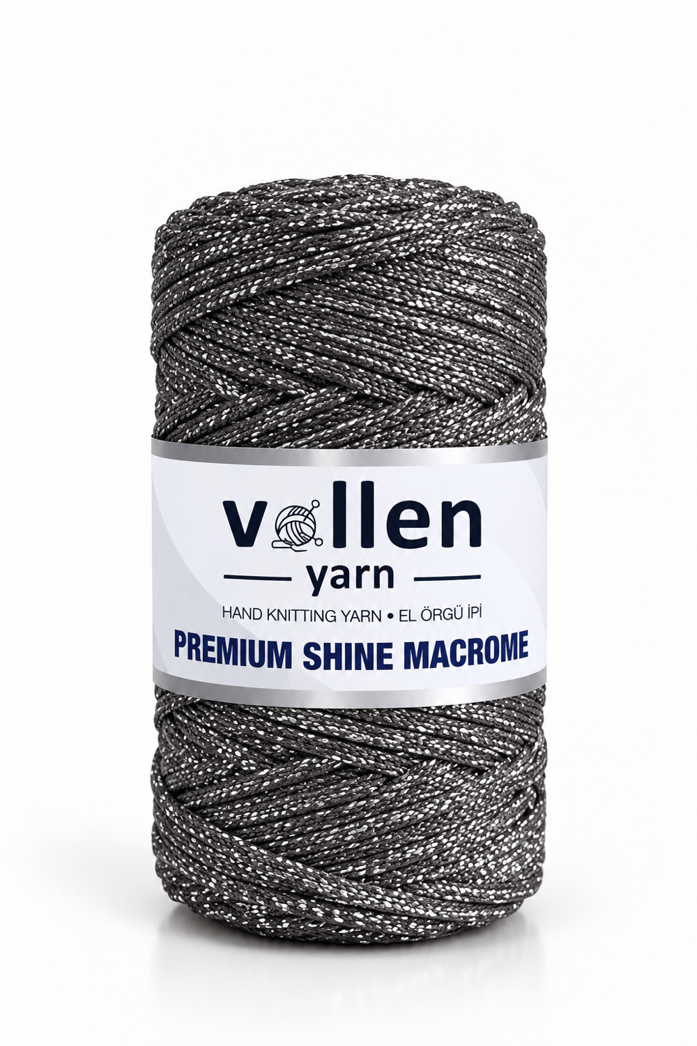  Vollen Yarn Premium Shine (Simli) Polyester Makrome 100Gr/150M ,çanta ipi,supla ipi,bileklik ipi,Koyu Gri