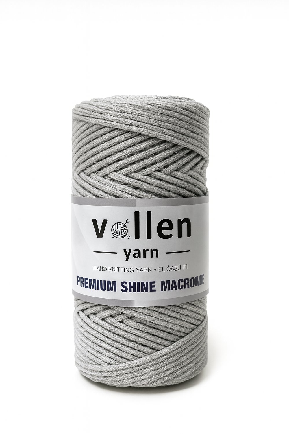  Vollen Yarn Premium Shine (Simli) Polyester Makrome 100Gr/150M ,çanta ipi,supla ipi,bileklik ipi,Açık Gri