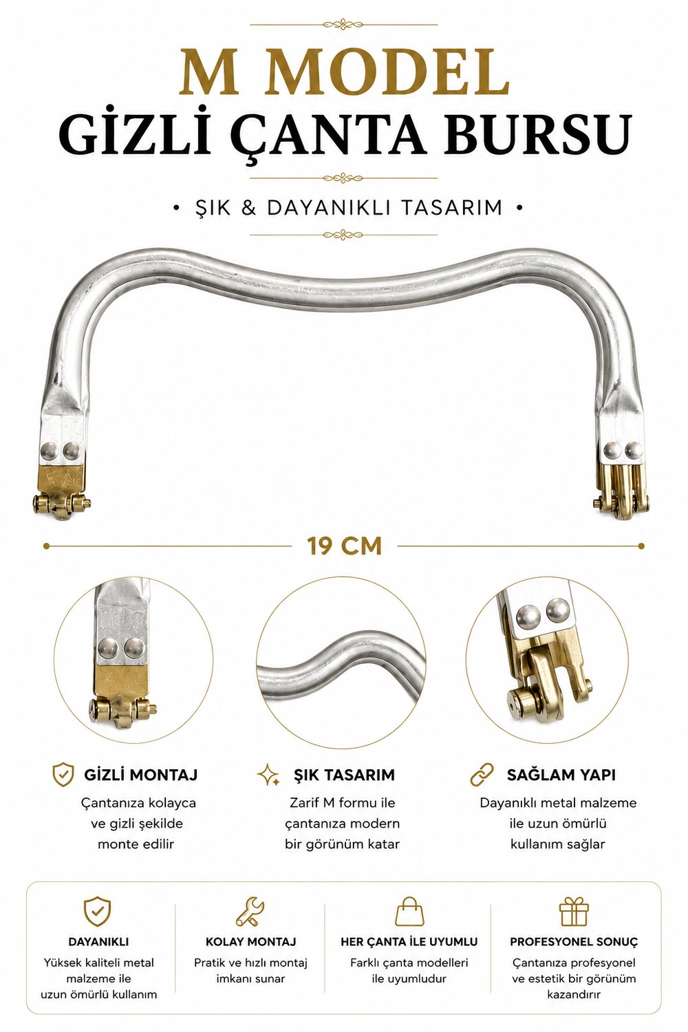 M Model Gizli Çanta Bursu 19Cm