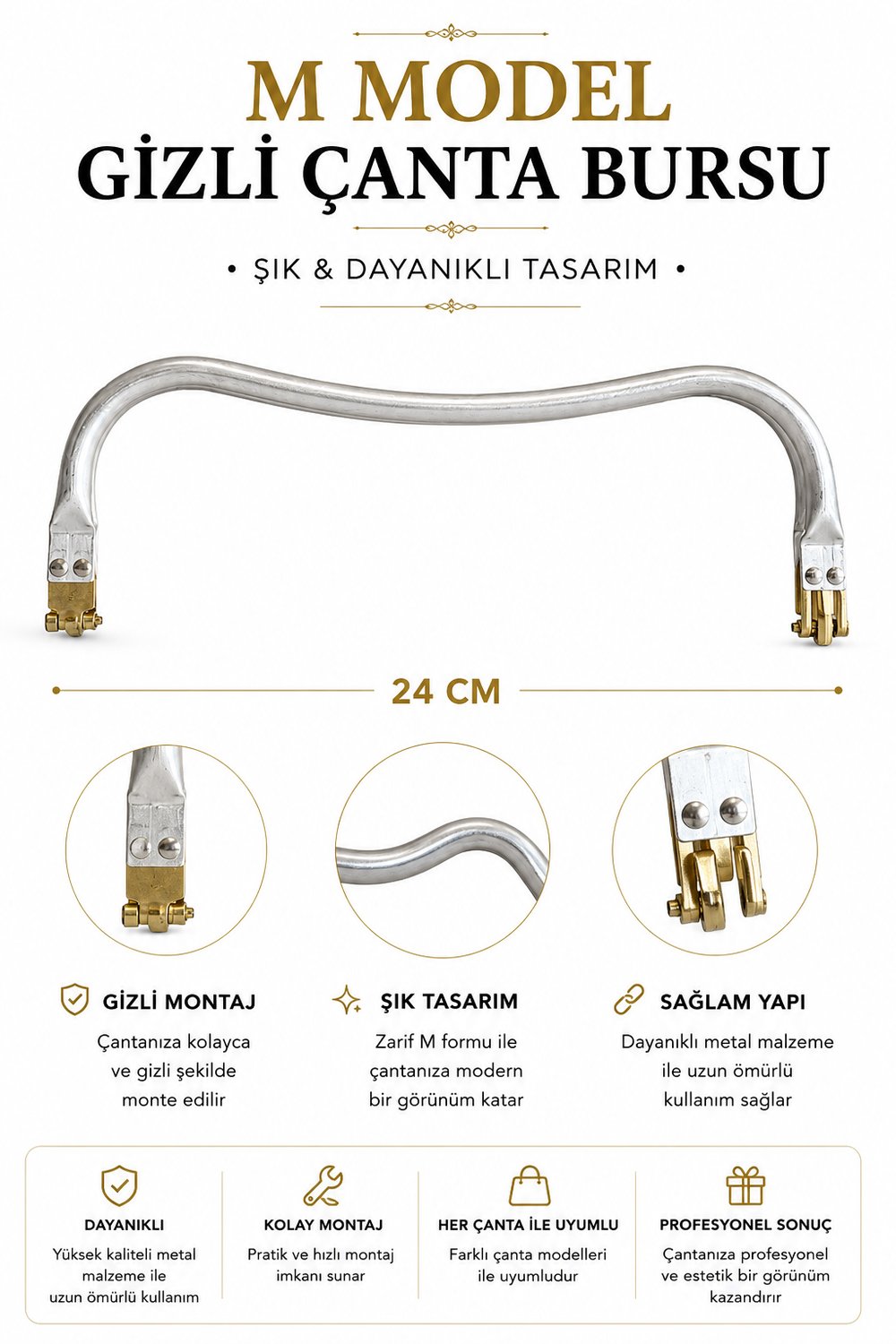 M Model Gizli Çanta Bursu 24Cm