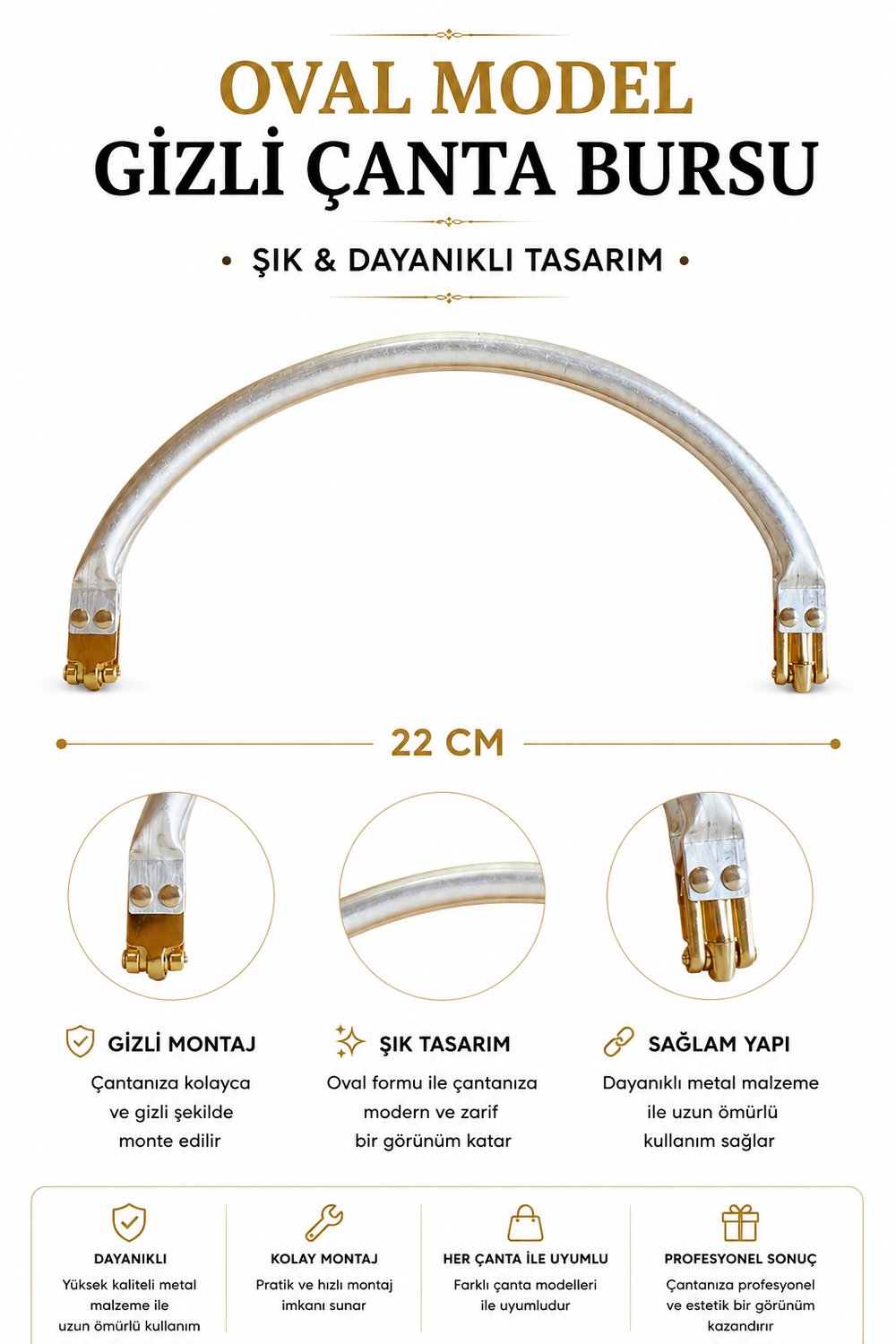 Oval Gizli Çanta Bursu 22 cm