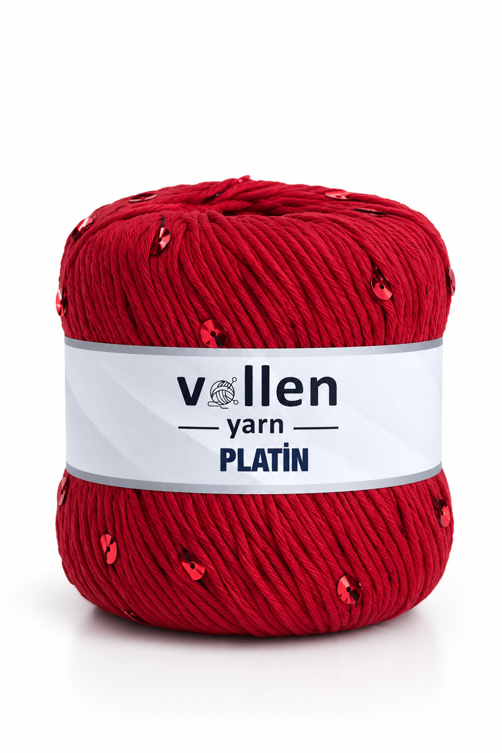Platin Pullu Örgü İpi,Parlak Simli Tığ ve Şiş Uyumlu Yün, Kırmızı
