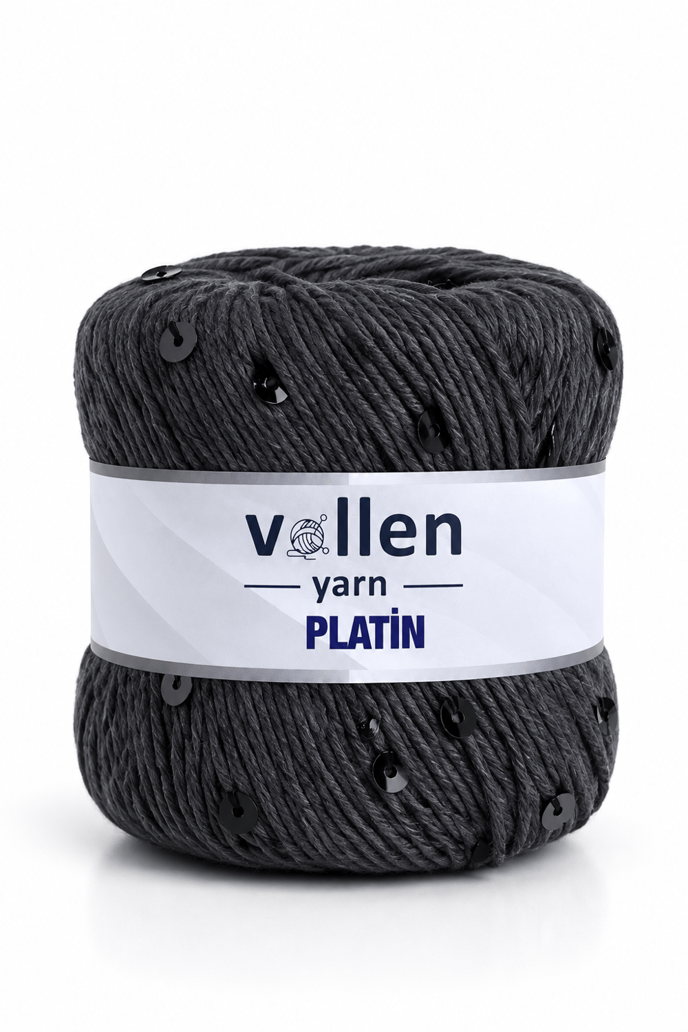 Platin Pullu Örgü İpi,Parlak Simli Tığ ve Şiş Uyumlu Yün, Siyah